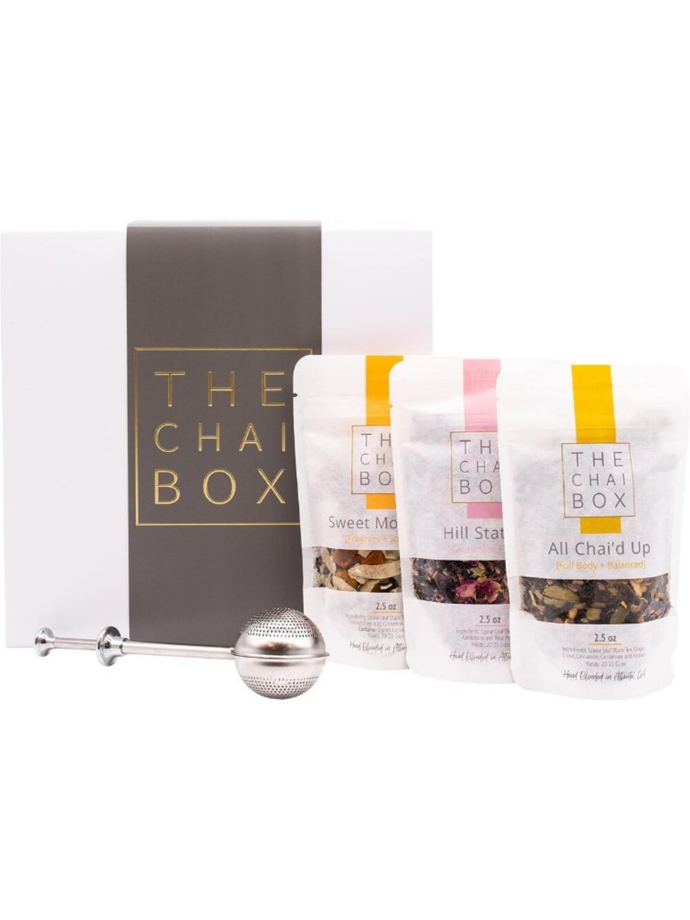 Traditional Masala Chai Gift Set - 3 Flavor Variety with Steeper for Tea Lovers